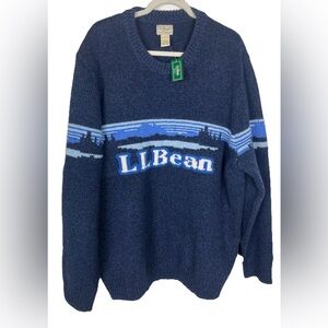 L.L. Bean NWT Blue‎ Knit Logo Classic Ragg Lambs Wool Crew Sweater Mens Size 3XL